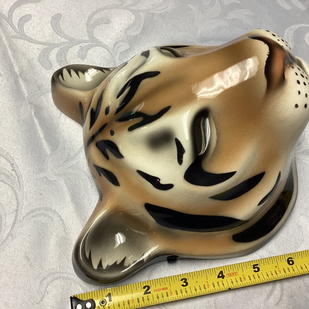 TIGER. Vintage African PORCELAIN .HOME DECOR Decor Handmade ARTIST SIGNED - Picture 5 of 8